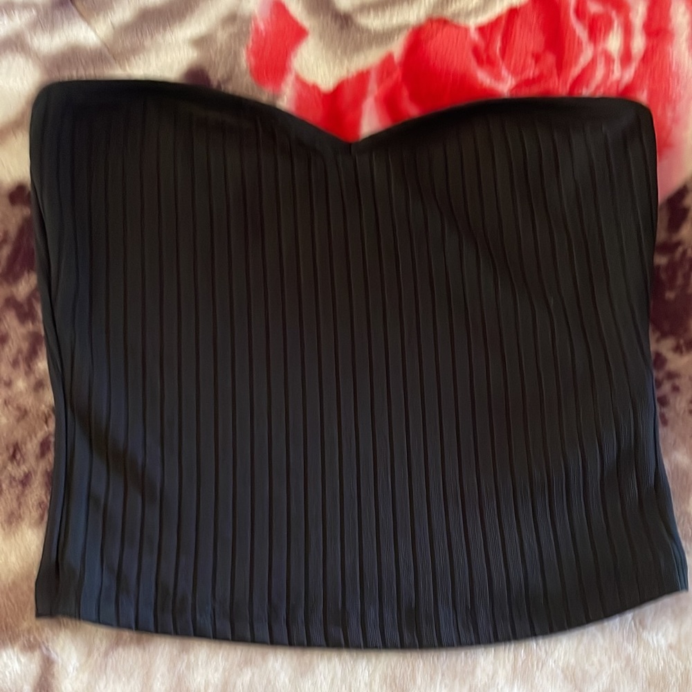 Black crop top tube top